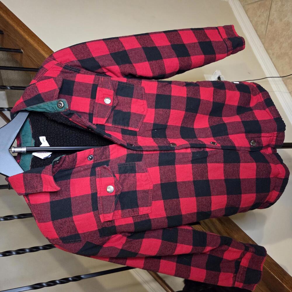 Tommy Bahamas Kid Plaid Buffalo Red Black Jacket XL
